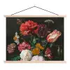 Stilleven met bloemen in een glazen vaas - Schilderij van Jan Davidsz. de Heem textielposter latten blank klein -3d