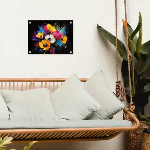 Bloemen - Kleurrijk - Graffiti - Modern - Boeket tuinposter los doek klein -sfeer7