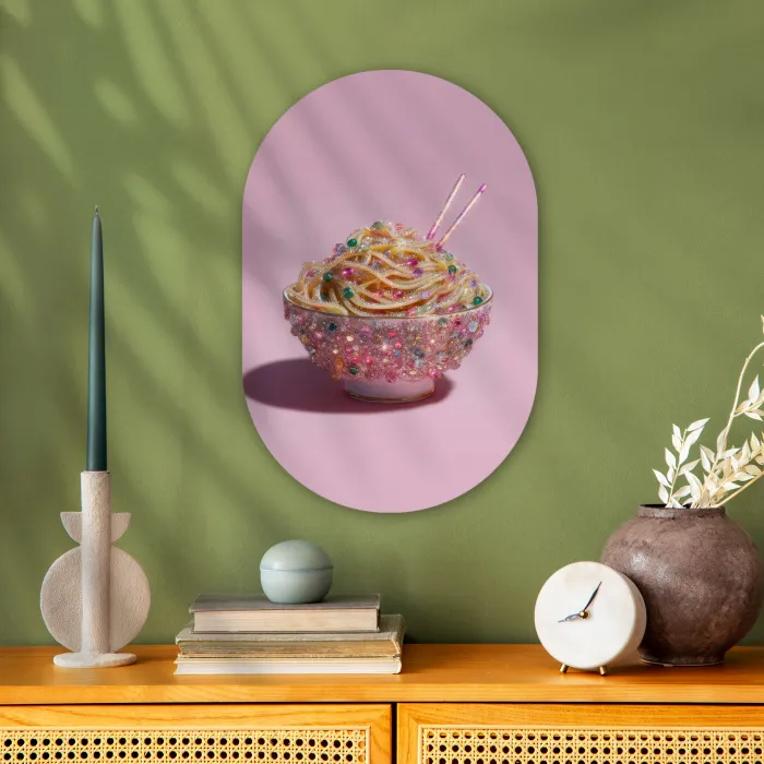 Noodles - Edelstenen - Stokjes - Roze Wandcirkel Ovaal Forex klein -sfeer2