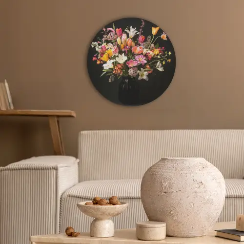 Vaas - Bloemen - Tulpen Akoestische PET Vilt - Rond klein -sfeer1