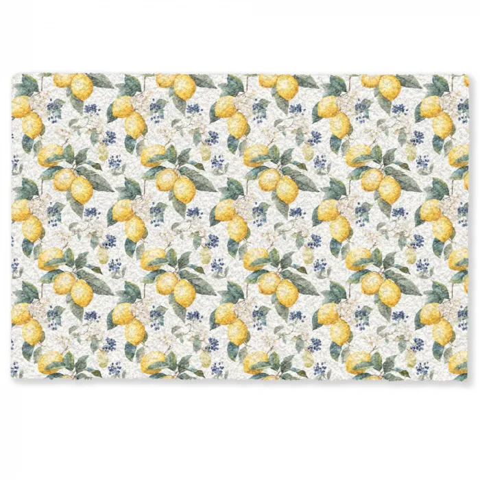 Frans - Citroen -  Citrus - Bloesem - Geel - Groen - Blauw Deurmat klein 898 -zkaufland3d