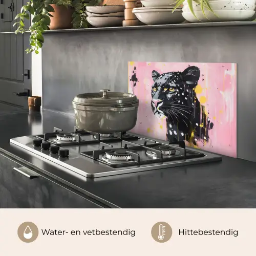 Zwart - Panter - Roze - Abstract keuken achterwand spatscherm klein -usp_NL