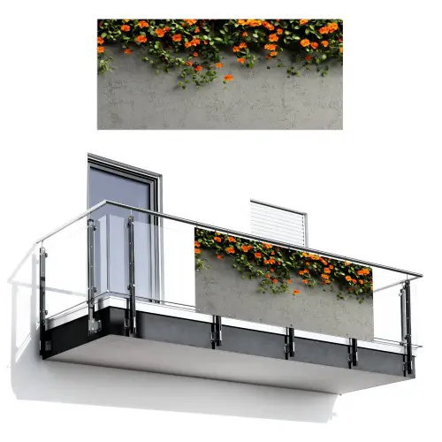 Bloemen - Muur - Oranje Balkonbeschermer Duitsland klein -3d