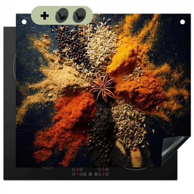 Induction Hob Cover & Splashback (2-in-1) - Spices - Explosion - Orange
