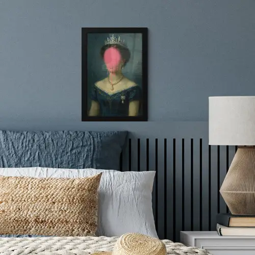 Kroon - Roze druipend verf - Portret fotolijst zwart zonder passe partout klein -sfeer3