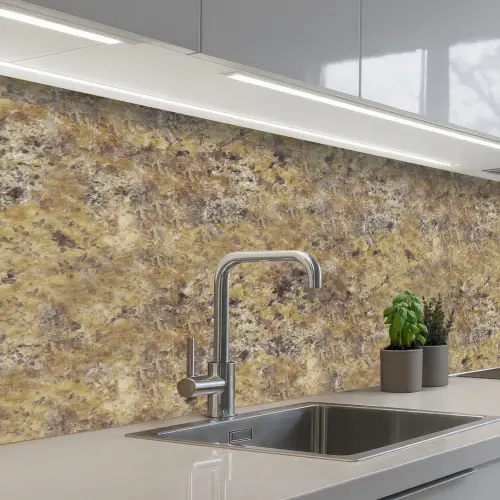 Bruin - Wit - Vlekken - Graniet keuken achterwand 2 middel 871 -3d_schuin