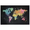 Wereldkaart - Krijtstrepen - Regenboog poster papier klein -3d