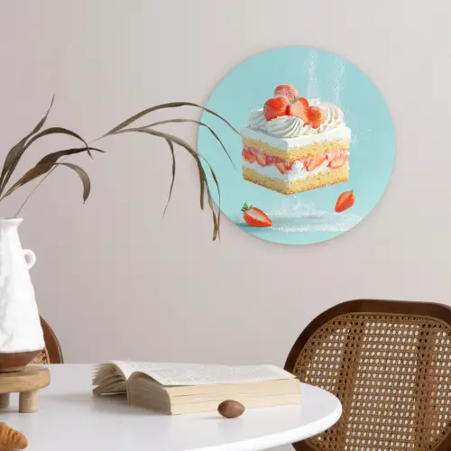 Slagroom - Taart - Blauw - Eten Wandcirkel plexiglas klein -sfeer4