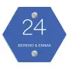 Kobaltblauw - Klassiek Naambord Hexagon klein -3d