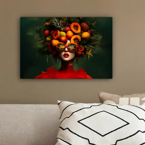 Vrouw - Vruchten - Papaja - Ananas canvas 2cm klein -sfeer3