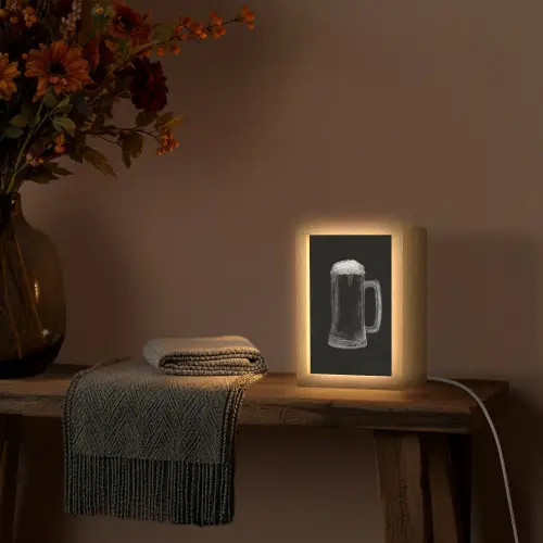 Bierpul - Schuim - Krijttekening Light Box met kabel (Tafellamp) klein -sfeer4