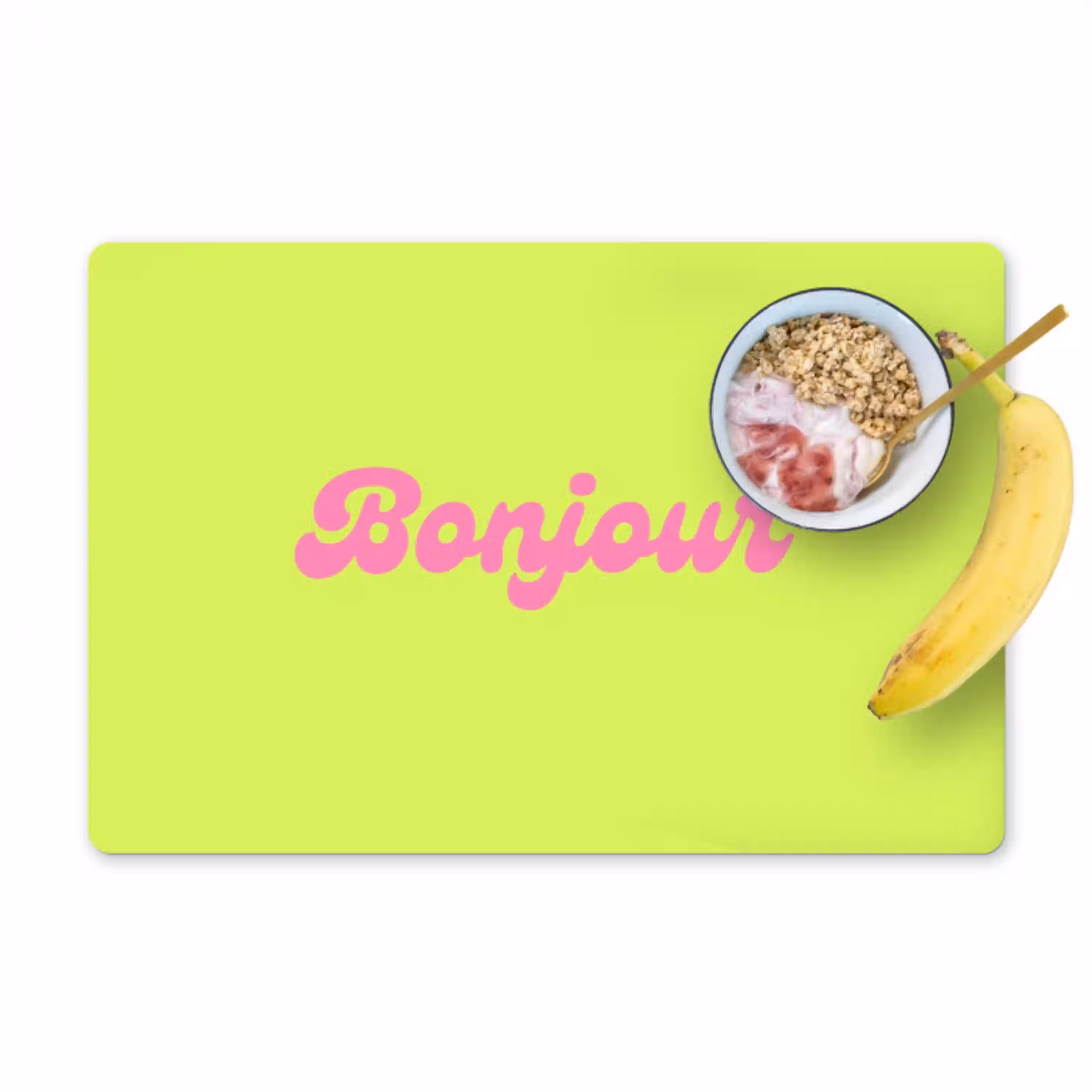 Groen - Roze bonjour - Retro Placemat vinyl groot -zzzproduct_Kitchenyeah-website