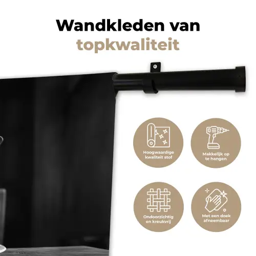 Geit - Bord - Spaghetti - Zwart Wit Wandkleed katoen klein -sfeer2