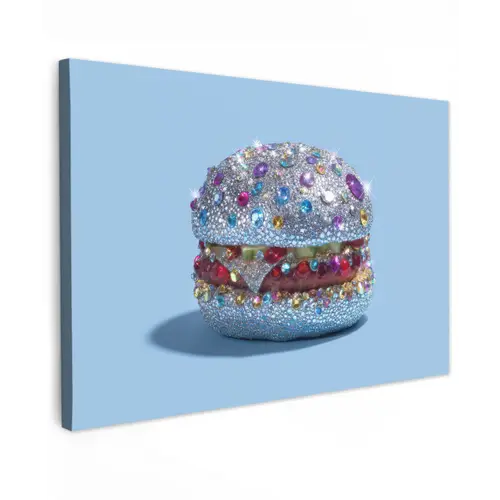 Glitters - Hamburger - Blauw canvas 2cm klein -z3d