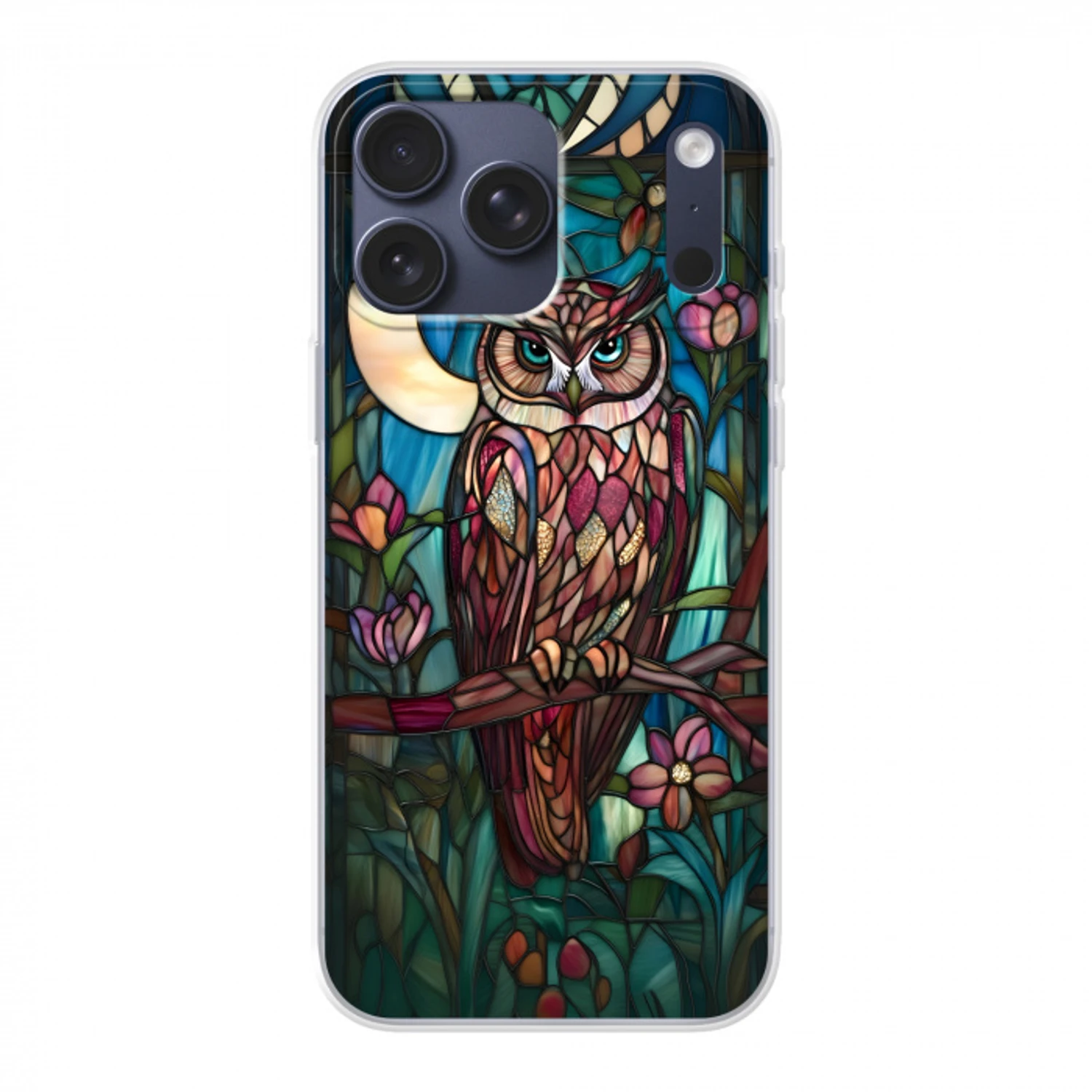 Uil - Mozaïek - Maan - Nacht Telefoonhoesje iPhone 17 Pro Max klein -3d