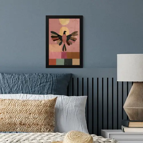 Illustratie - Vogel - Vlakken - Kleurrijk fotolijst zwart zonder passe partout klein -sfeer3