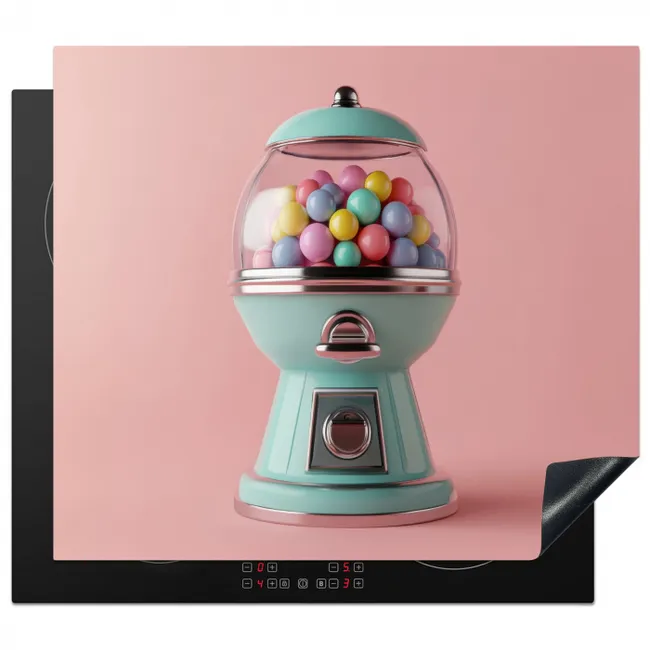 Kauwgom - Retro - Snoep - Roze Inductie beschermer vinyl 3mm middel -3d