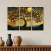 Boom - Geel - Abstract - Modern Canvas - Meerluiken 3 luik klein -sfeer3