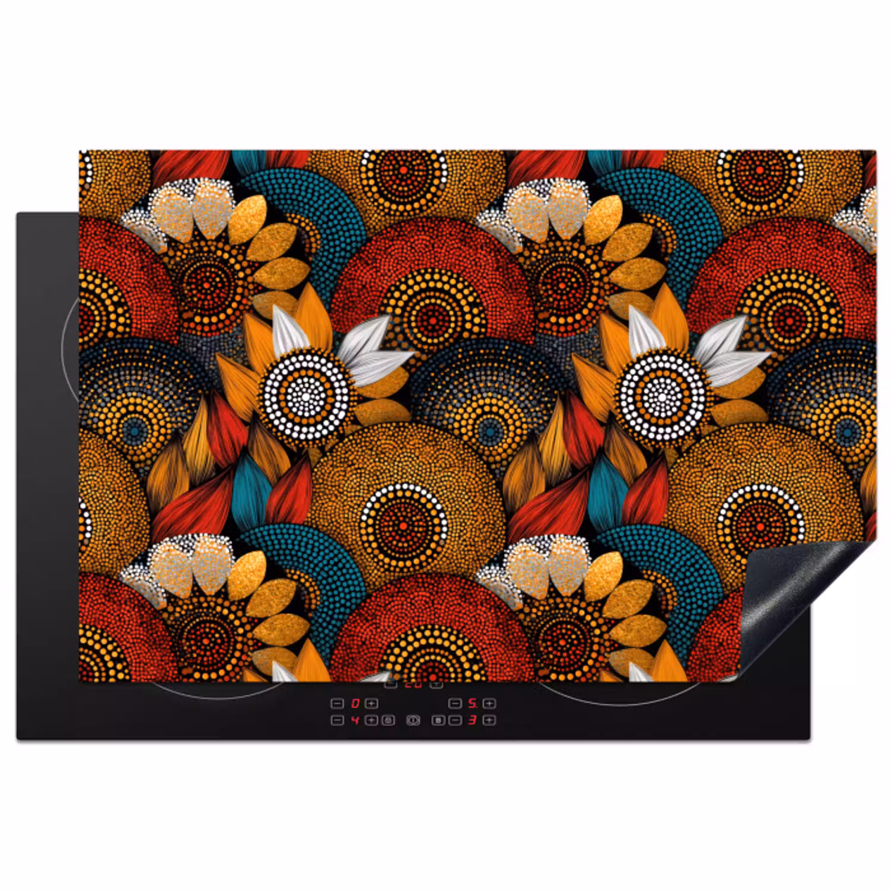 Kleurrijk - Aboriginal - Dot Painting - Botanisch - Patroon Inductie beschermer vinyl 3mm klein 276 -3d