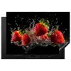 Aardbeien - Fruit - Rood - Water - Zwart Inductie beschermer vinyl 3mm klein -3d