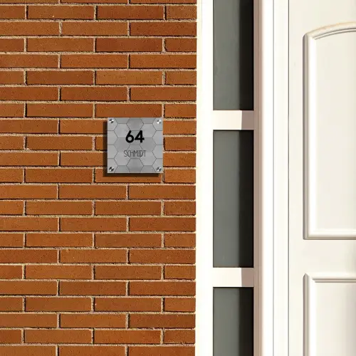 Grijze tegels - Modern Naambord Vierkant klein -sfeer3-XS
