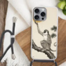 Aap - Maan - Goud Hoesje iPhone 16 Pro Max met koord klein -sfeer4