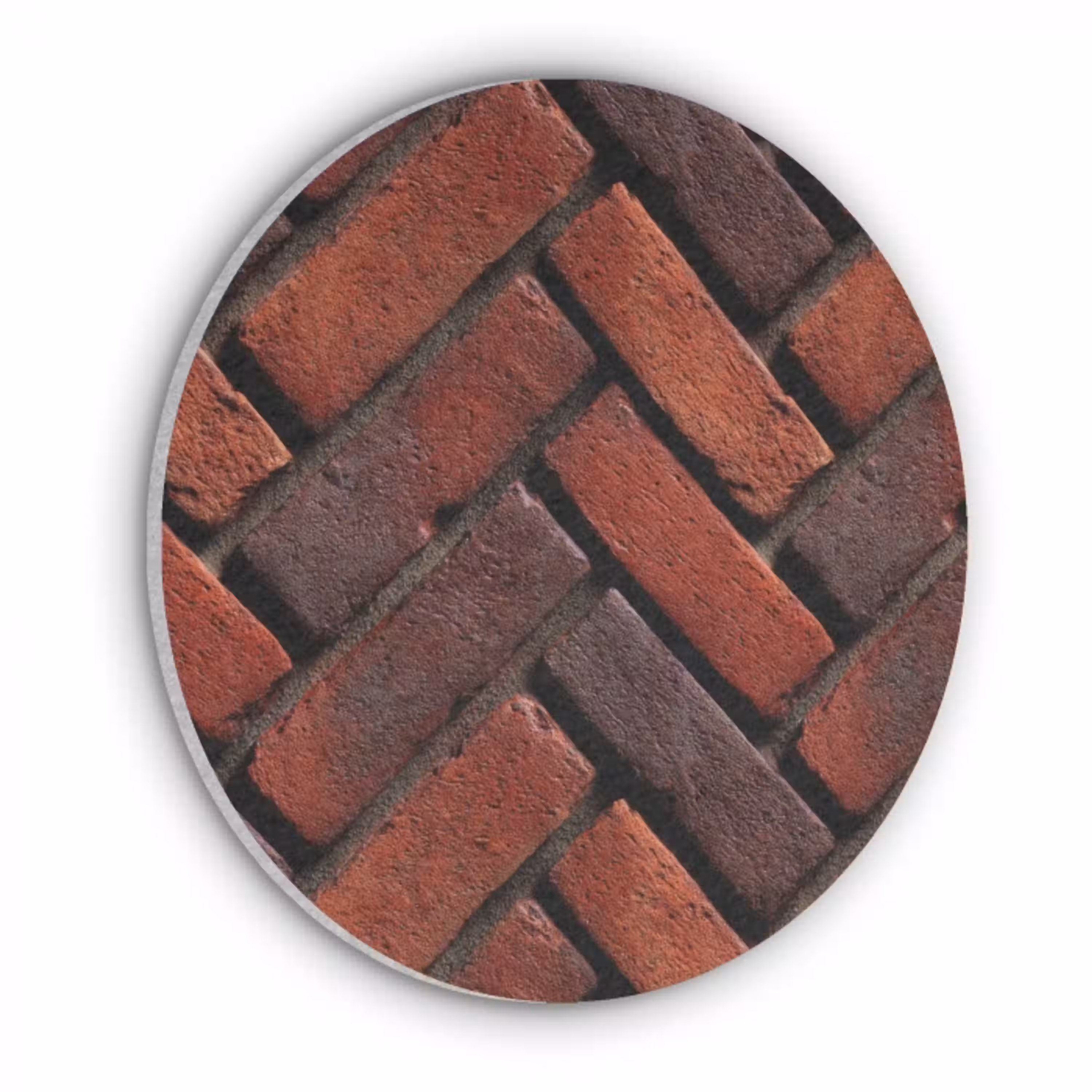 Bakstenen - Visgraat - Structuur - Roodbruin Akoestische PET Vilt - Rond klein 838 -3d