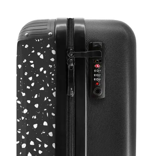 Terrazzo patroon zwart en wit NBS - Handbagage koffer - Volwassenen Unisex middel -slot