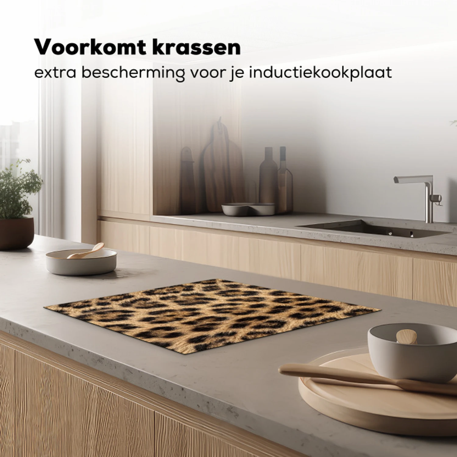 Luipaard - Vacht - Klassiek - Bruin Inductie beschermer vinyl 3mm middel -sfeer1