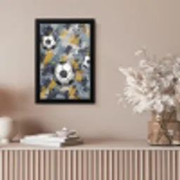 Voetbal - Abstract - Sport - Kleurrijk fotolijst zwart zonder passe partout klein -sfeer5