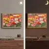 Bloemenveld - Klaprozen - Kleurrijk Light Box met batterij (Wandlamp) middel -sfeer3