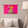 Hagedis - Bloemen - Roze - Kimono Wandkleed katoen klein -sfeer4
