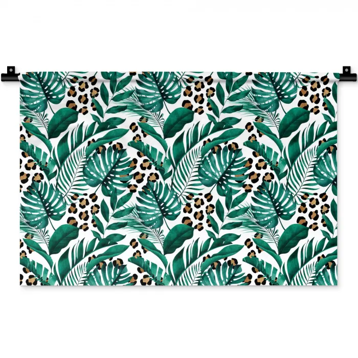 Palmblad - Panterprint - Tropical Wandkleed katoen klein -zz3d