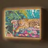 Luipaard - Kleurrijk - Tropisch Light Box met batterij (Wandlamp) middel -z3d_website