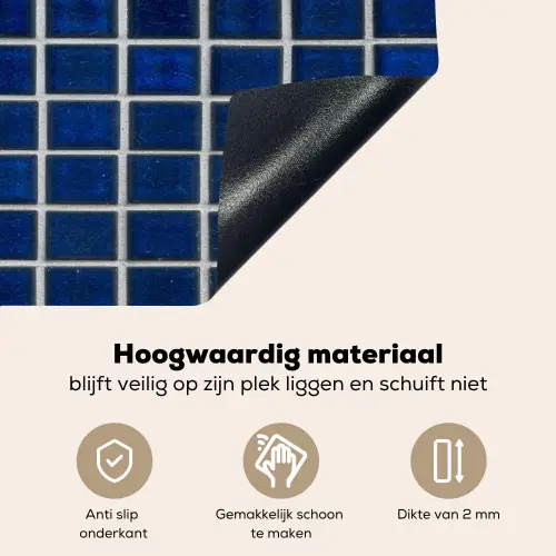 Mozaïek - Tegels- Glanzend - Blauw Inductie beschemer met haakjes klein 777 -ky-onderkant-nl