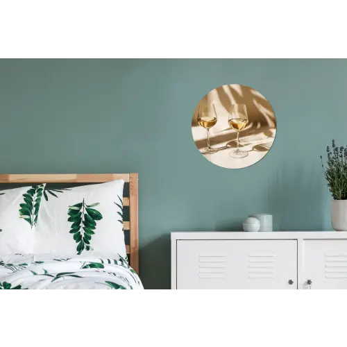 Wijn - Wijnglazen - Wit Wandcirkel aluminium klein -slaapkamer