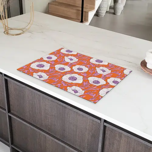 Bloemen - Grafisch - Oranje Inductie beschermer vinyl 3mm klein 276 -sfeer8