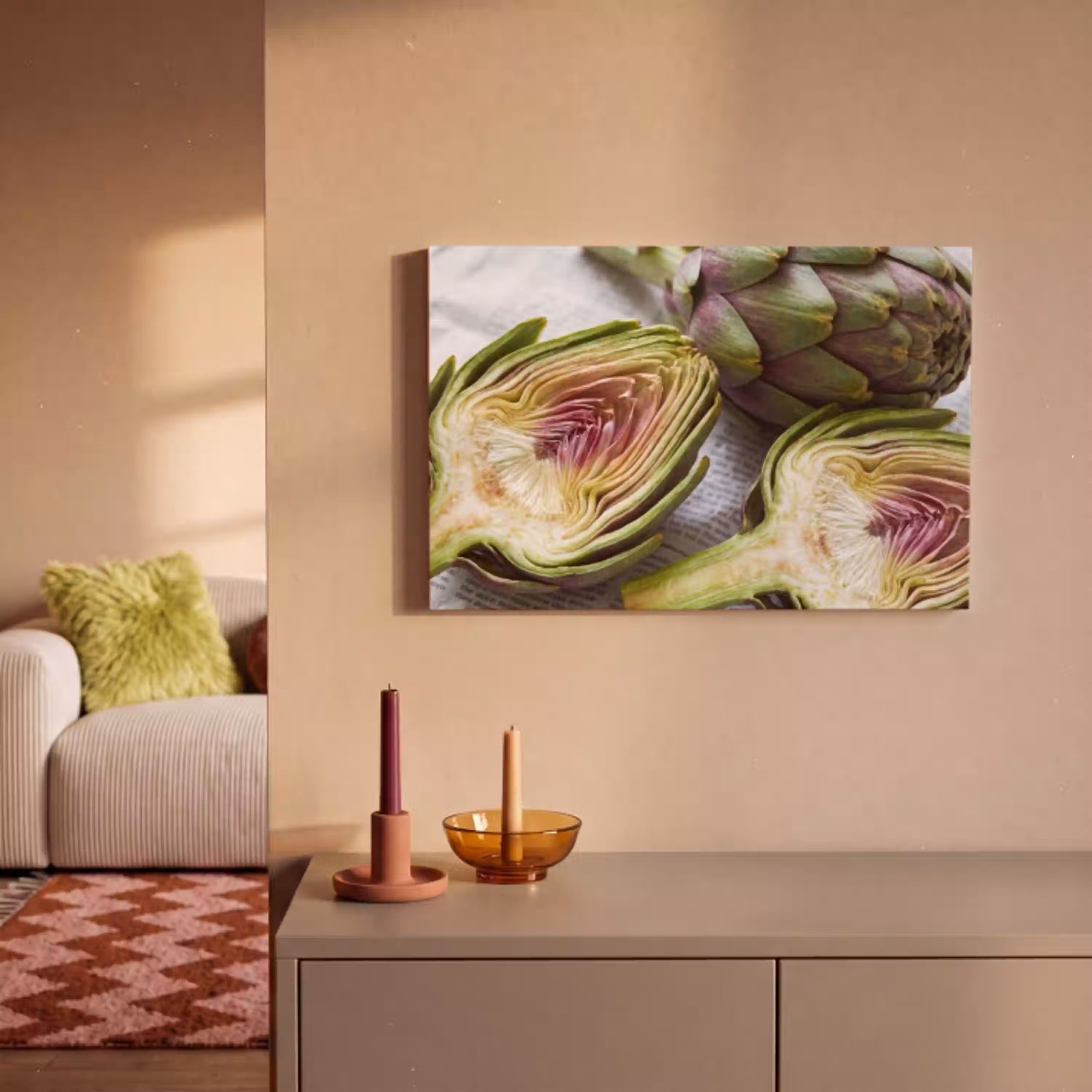 Artisjok - Doorgesneden - Eten canvas 2cm klein -sfeer1