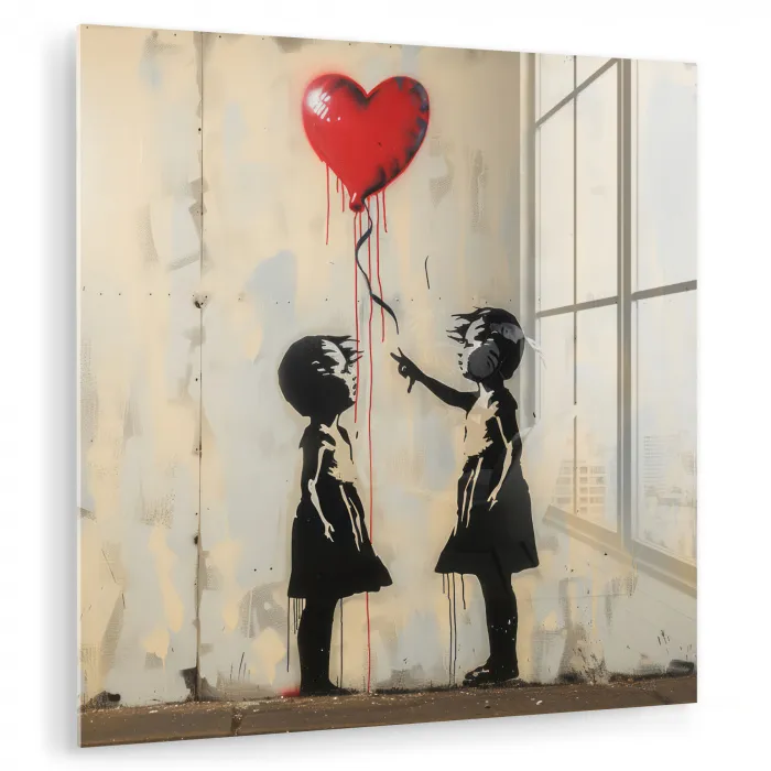 Street art - Banksy - Ballon - Graffiti - Retro plexiglas 5mm klein -zzzproduct_nieuw