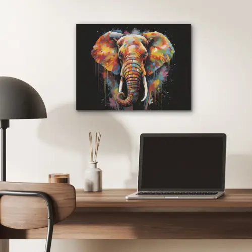 Olifant - Graffiti - Zwart - Dieren - Kleuren PET vilt klein -sfeer5