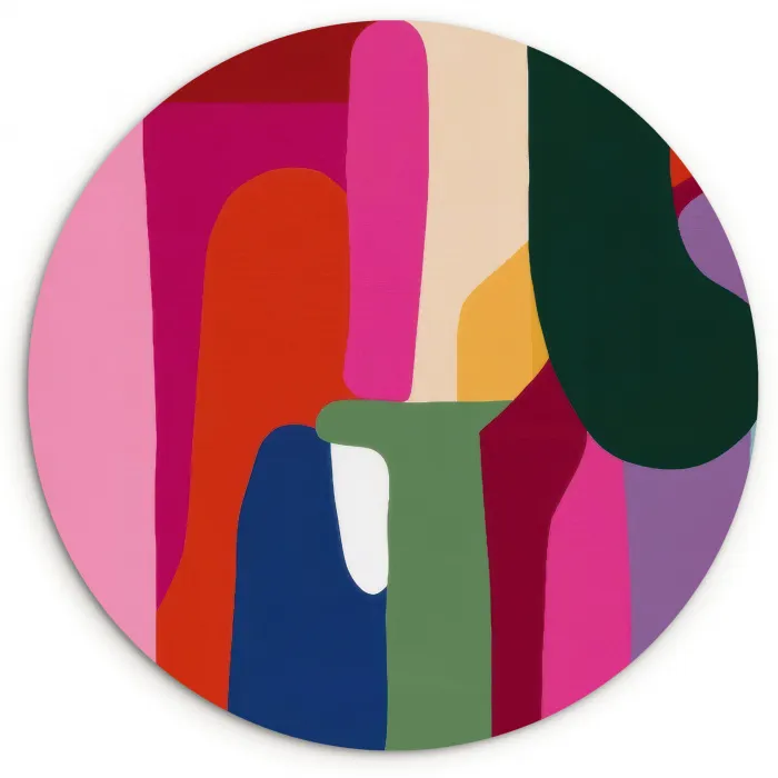 Kleurvakken - Recht - Rond - Abstract Wandcirkel kunststof plaat 5mm dik klein -3d