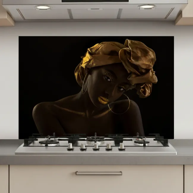 Vrouwen - Hoofddoek - Goud - Luxe keuken achterwand spatscherm klein -3d_website