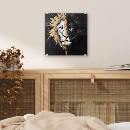 Leeuw - Gesplitst - Zwart - Lijn plexiglas 5mm klein -sfeer4