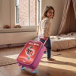 Voetballer - Bal - Lichtcirkel - Rood Kinderkoffer - Roze klein -sfeer1