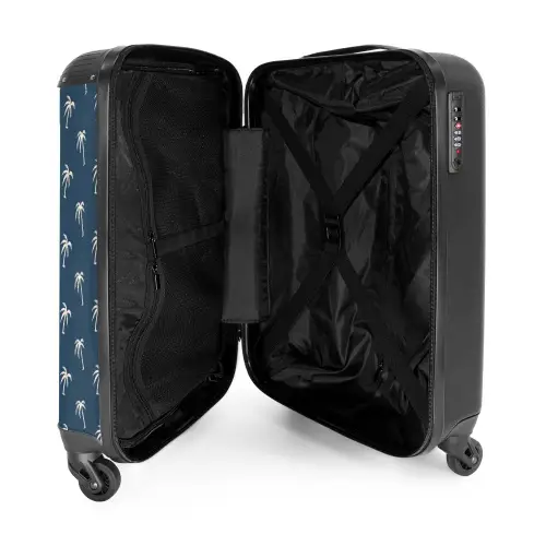 Patronen - Kleine palmbomen op blauwgrijs NBS - Handbagage koffer - Kinderen Unisex middel -binnenkant