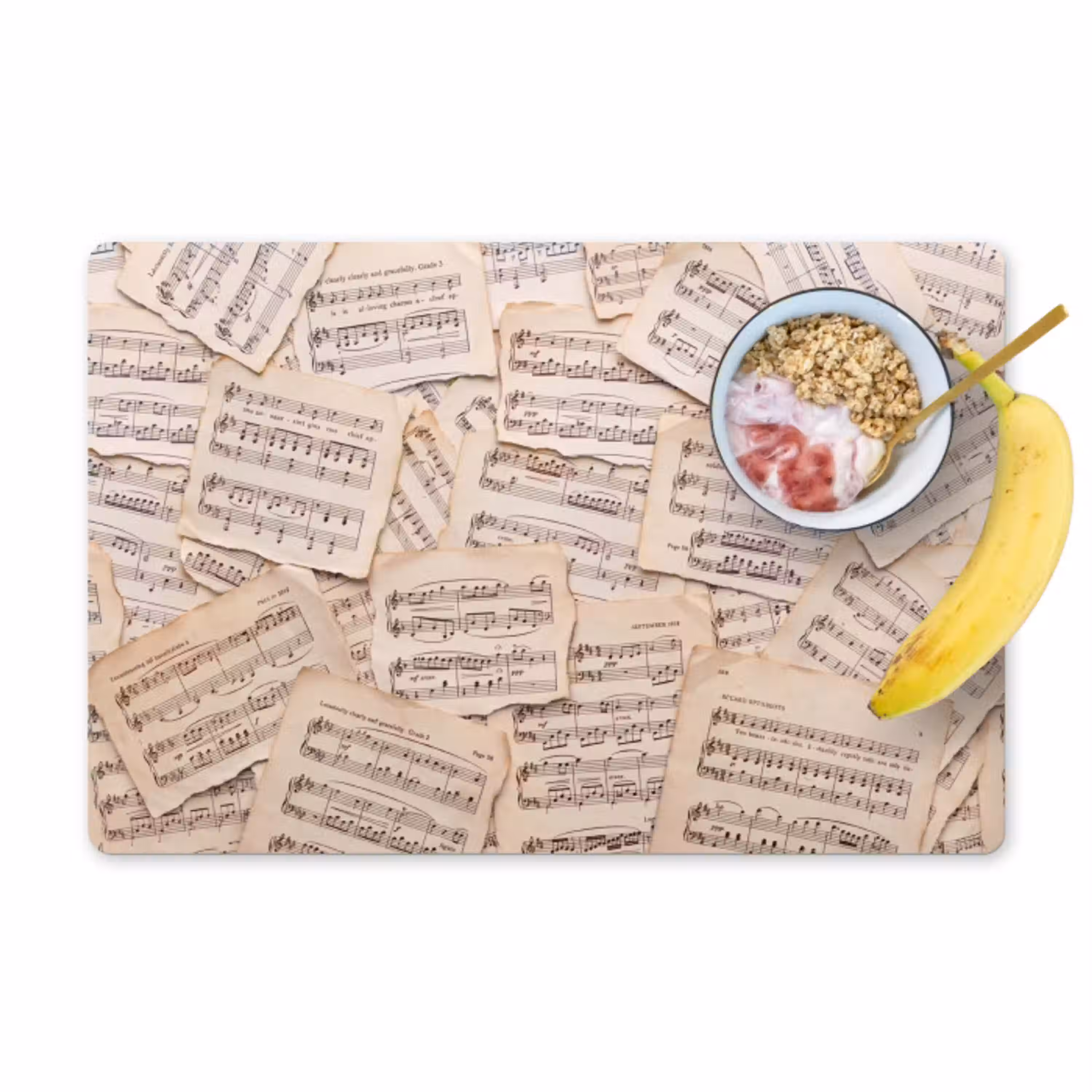 Bladmuziek - Oud - Noten - Vintage - Beige Placemat vinyl groot -zzzproduct_Kitchenyeah-website