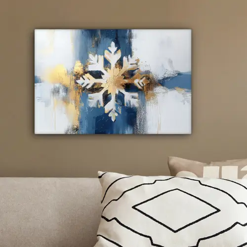 Abstract - Winter - Sneeuwvlok - Sneeuw - Goud canvas 2cm klein -sfeer3
