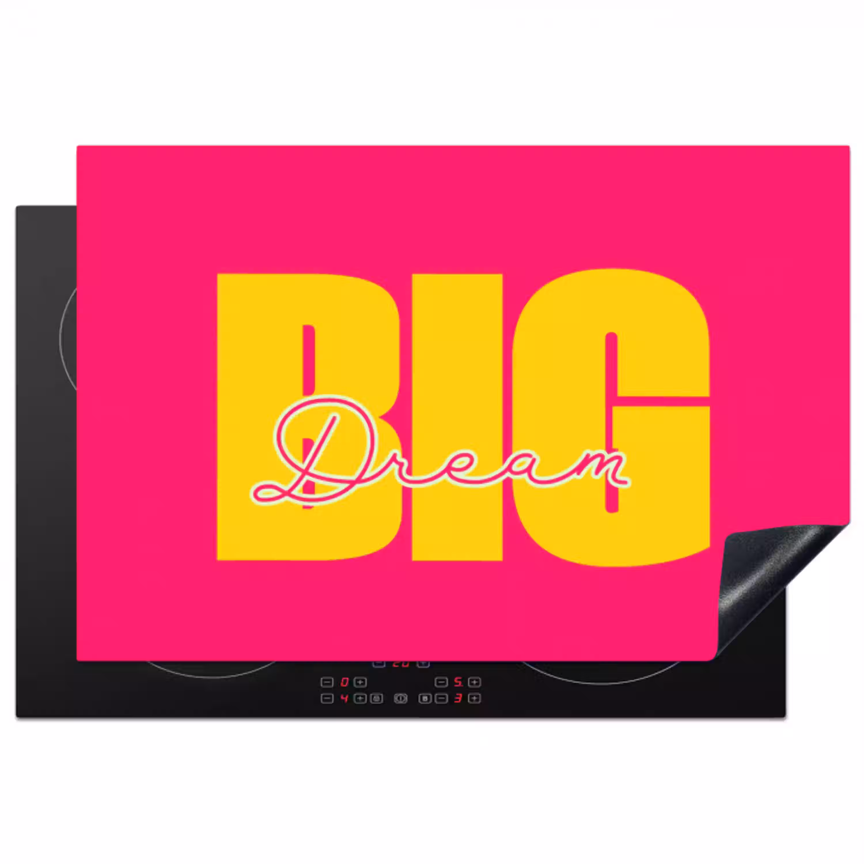Dream big - Roze - Geel - Minimalistisch Inductie beschermer vinyl 3mm klein -3d