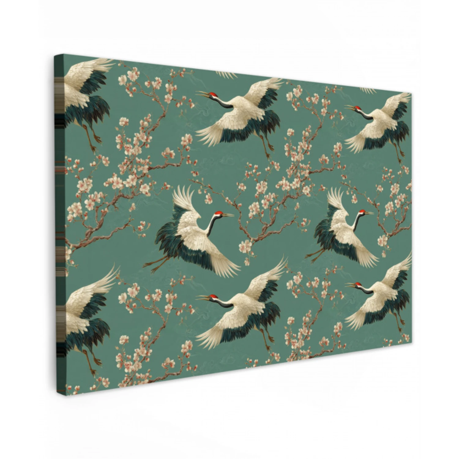 Kersenbloesem - Kraamvogels - Groen Tuinposter op houten frame 2 cm dik klein 845 -3d