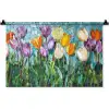 Mozaïek - Veld - Tulpen - Kleurrijk Wandkleed katoen klein -zz3d